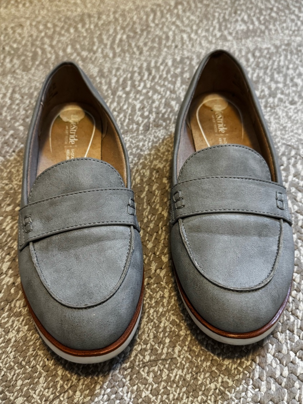 LifeStride Zee Grey Faux Suede Comfort Penny Loafers Size 8M
